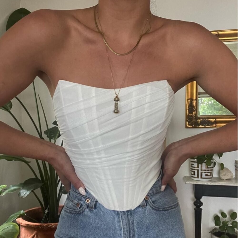 Women's Mesh Bustier Corset Tops Basque Waist White Boning and Zip Up